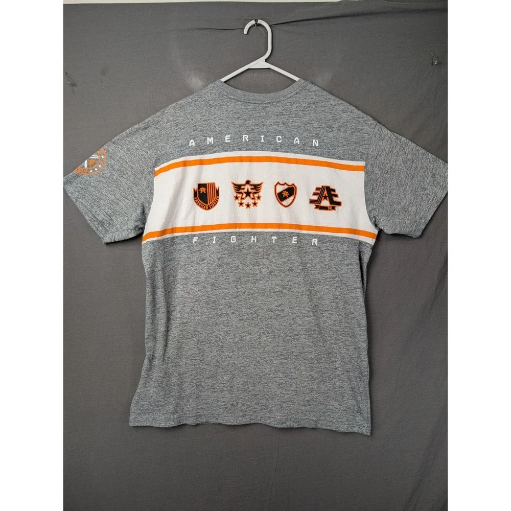 American Fighter Mens T Shirt Gray Orange White Graphic Short Sleeve 2XL Buckle